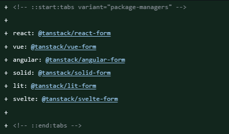 Screenshot of TanStack after Markdown refactor
