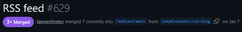 Screenshot of TanStack RSS feed