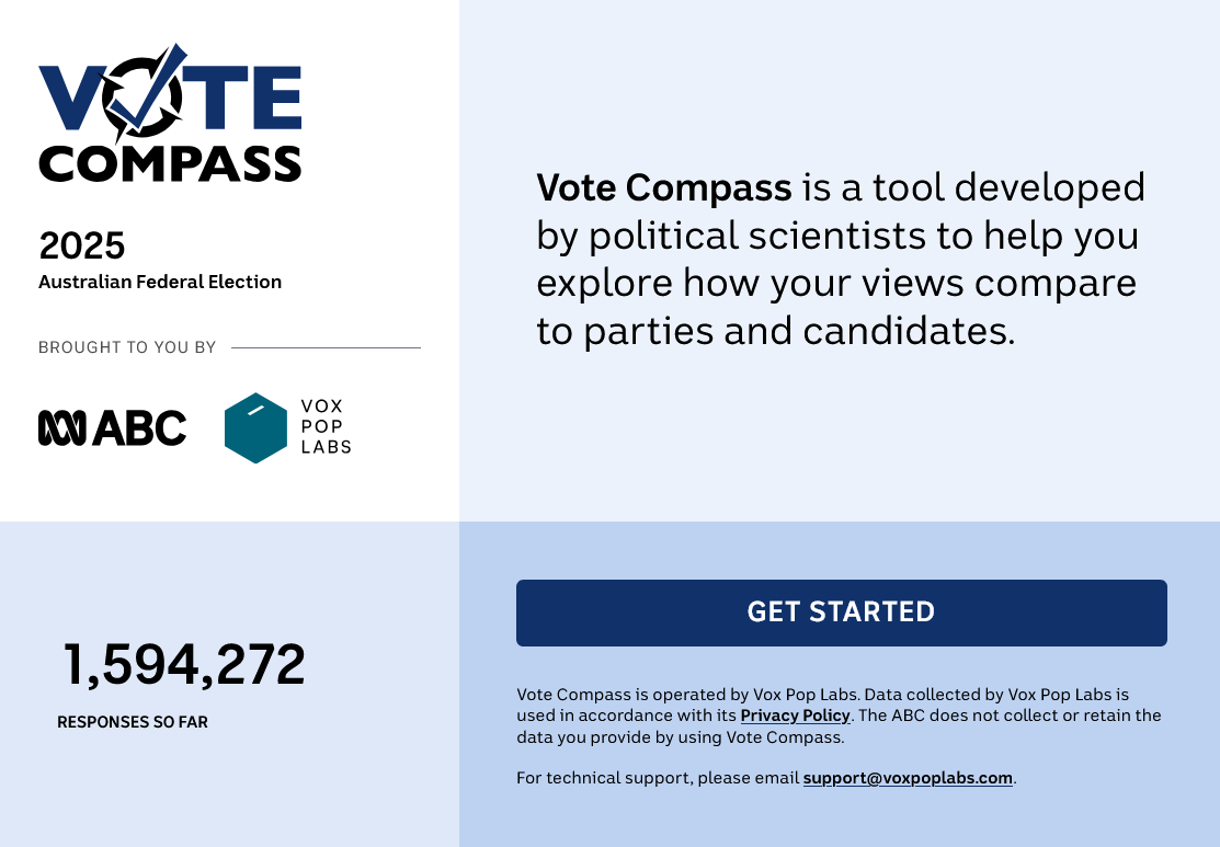 Screenshot of Vote Compass Australia