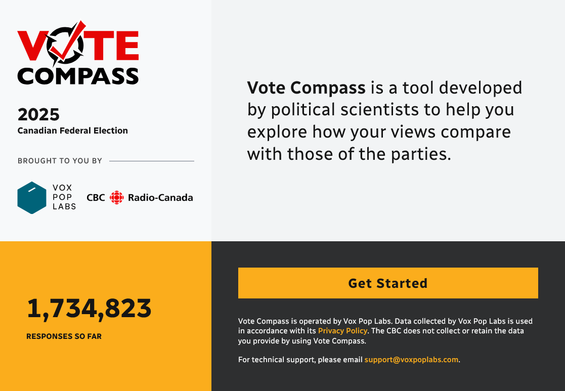 Screenshot of Vote Compass Canada